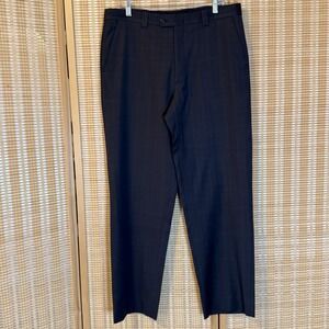 Linea Naturale Italian Men's 35x38 Pants Dress 100% Wool Office Formal Plaid